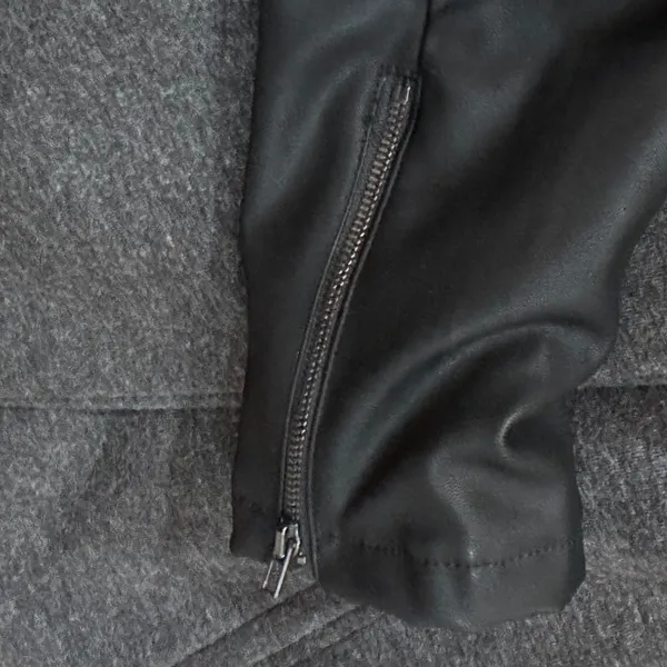 Fabletics Milano Coat Faux Leather Sleeve Size‎ Large Black Winter Lightweight - Image 6