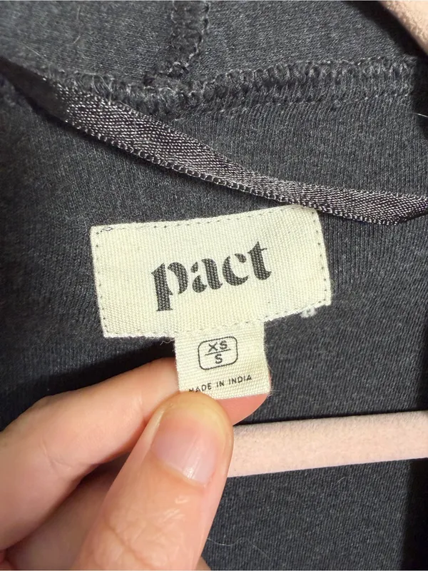 Pact Organic Cotton Open Front Cardigan Cocoon Dolman Pockets Charcoal Gray XS/S - Image 6