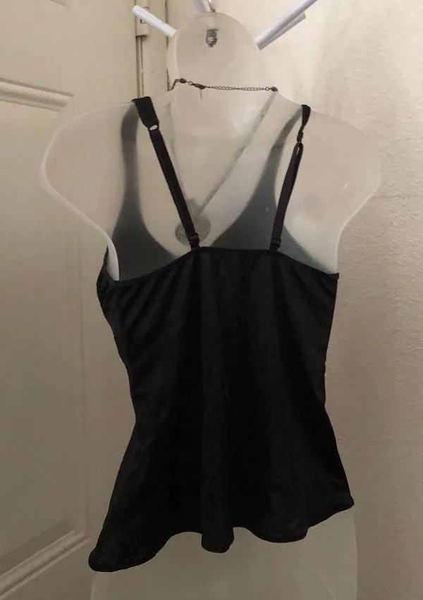 Vintage Goth Boudoir Slip Chemise Cami Bralette Lingerie Tank Top Shirt Teddy Blouse Fitted V-neck #bondage #whimsygoth #babydoll #whimsi USA Made Size 36 - Image 2