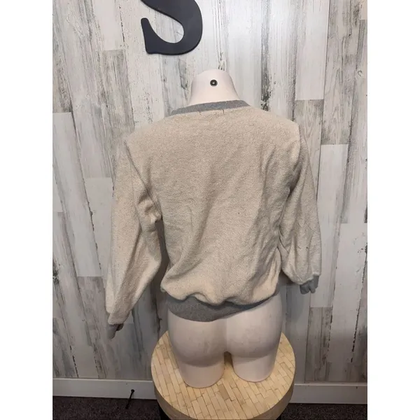 Saint Tropez Yacht Club Sweatshirt Womens Small Beige Grey Embroidered Crewneck - Image 3