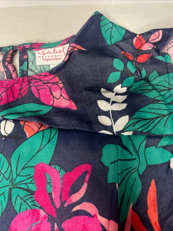 Isabel Maternity by Ingrid & Isabel Womens Floral Shirt Blouse Open Shoulder L - Image 4