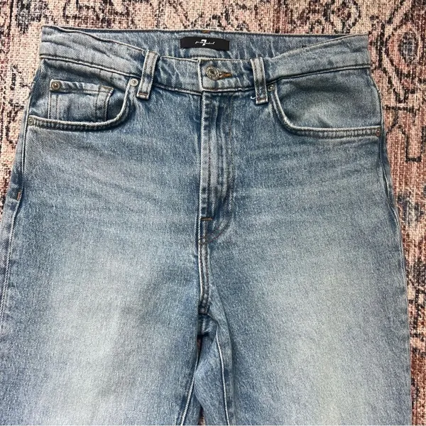 7 For All Mankind Logan Frost Stovepipe Jean with Fold Up Hem Size 26 - Image 5