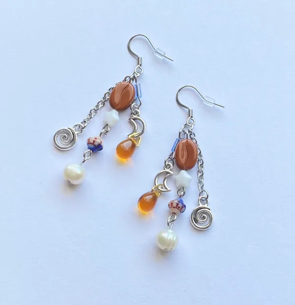 quality Czech glass beads mix dangle earrings💐☕️🍃MIDNIGHT COFFEE🌉 - Image 5
