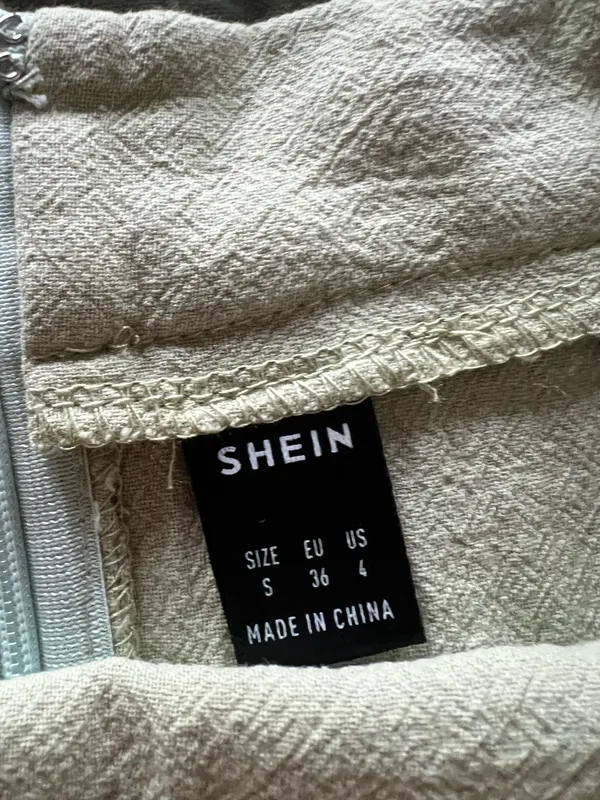 SHEIN khaki linen crop top and skirt set Size S #linen #summer - Image 3