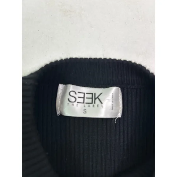 SEEK The Label Women's Black Ribbed Bodycon Mini Dress in Size S. - Image 4