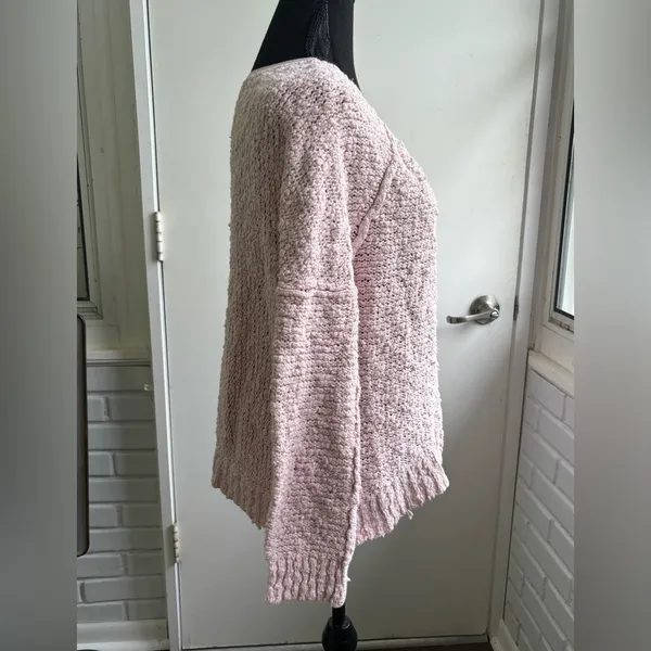 Free People Oversized Songbird‎ V Neck Sweater small chunky holiday workwear - Image 4