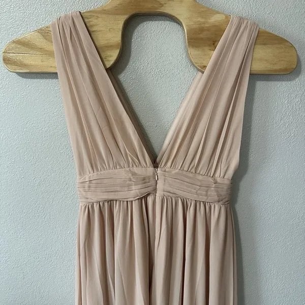 Lulus Heavenly Hues‎ Blush Pink Maxi Dress Front Slit Size Medium Deep Vneck NWT - Image 6