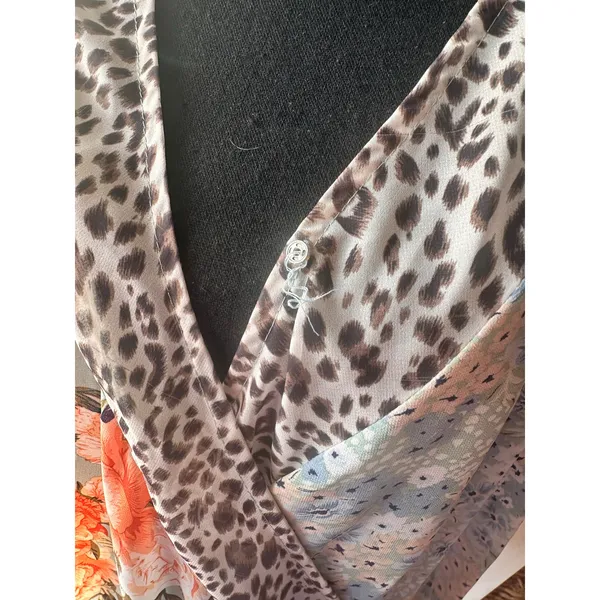 Boho Mixed Print Wrap Blouse Bad Little Country Girl XL Floral Leopard - Image 3
