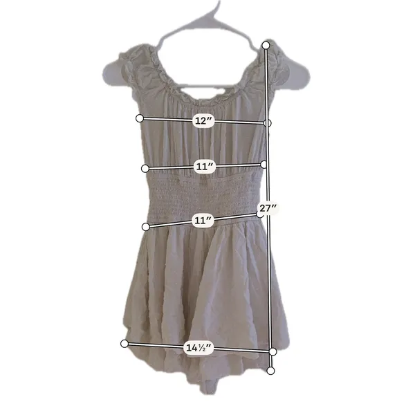 Urban Outfitters Cream Clip Dot Smocked Waist Ruffle Romper‎ Womens Small - Image 5