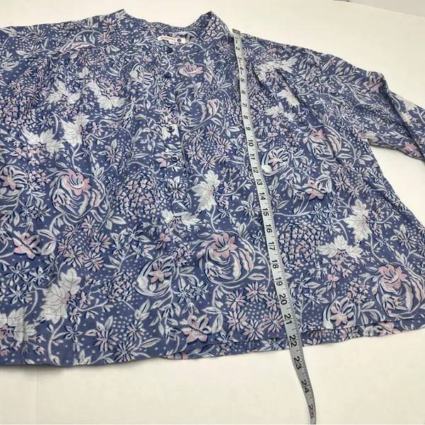 Sundry SZ 3 Large 12 Wild Floral Henley Purple Blouse Boho Top Women Long Sleeve - Image 8