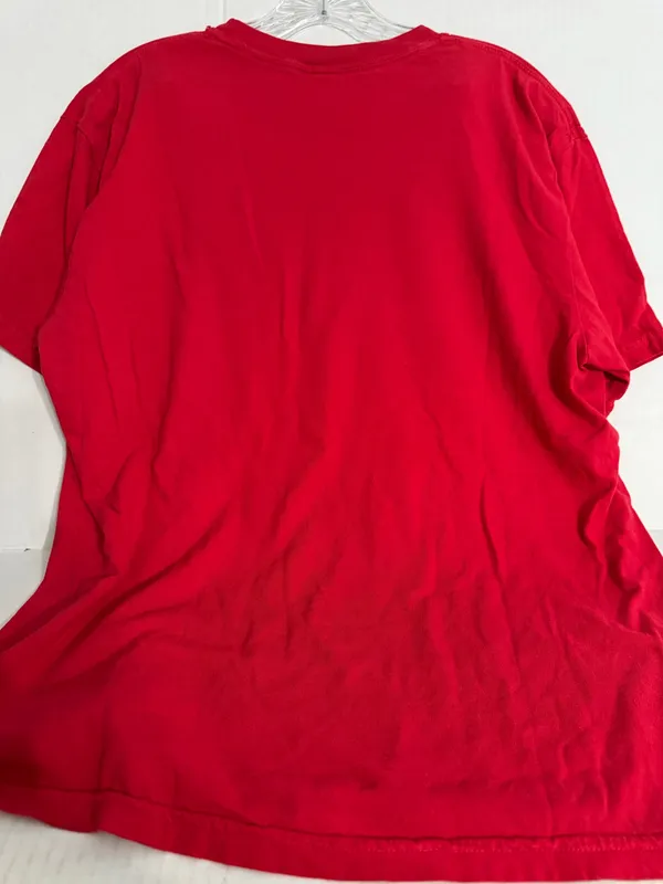 Comfort Colors Red Short Sleeve Tee with Blue Bow & Yellow Softball Print - Image 3