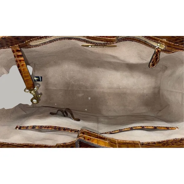Brahmin Addie Tisbury Embossed Leather Satchel Tan‎ Brown Shoulder Handbag - Image 5