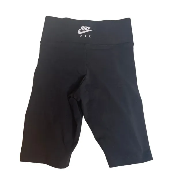 Nike Air Womens High‎ Waisted Biker Shorts Black Logo Taped Athletic XS - Image 3