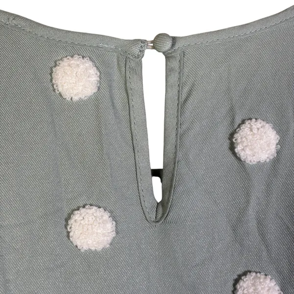 Blu Pepper Womens Babydoll Polka Dot Tiered Dress Size L Sage Green Cottagecore - Image 6