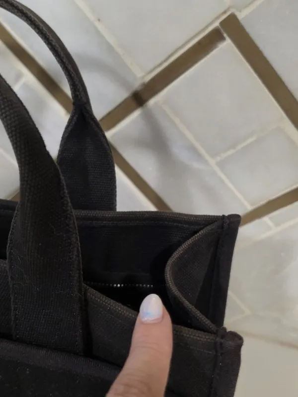 Coach Black Canvas Tote Bag With Gold Logo Spacious Interior Snap Closure Faded - Image 3