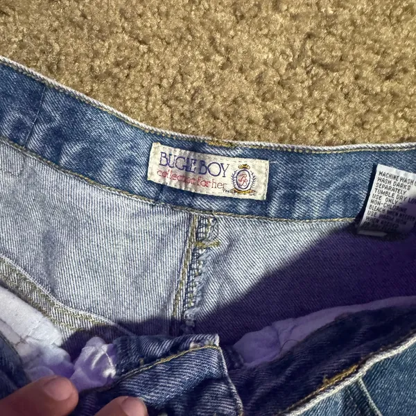 Vintage Bugle Boy For Her High Waisted Pleated Tapered‎ Leg Jeans Medium Wash 12 - Image 3