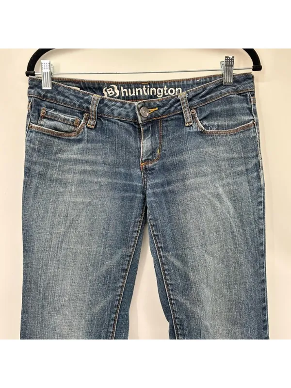 Bullhead Huntington Vintage Low Slung Stone Washed Flare Jeans Size 7 Juniors - Image 2