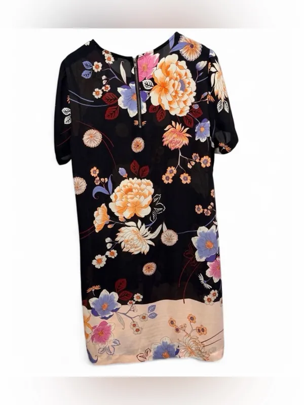 Daniel Rainn Women’s Black Floral Print Accents Short Sleeve Midi Dress Size M - Image 7