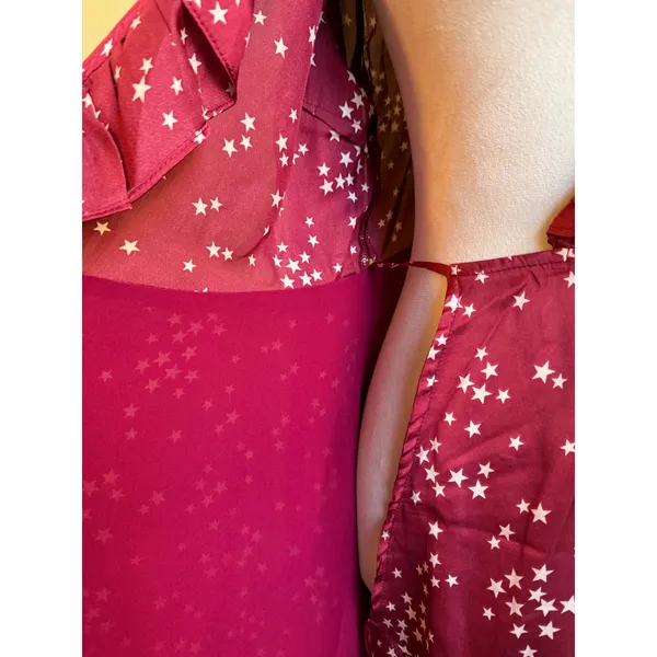 Cotton Candy LA‎ Star Print Ruffle Wrap Dress M boho whimsi fairy Y2K daity - Image 3