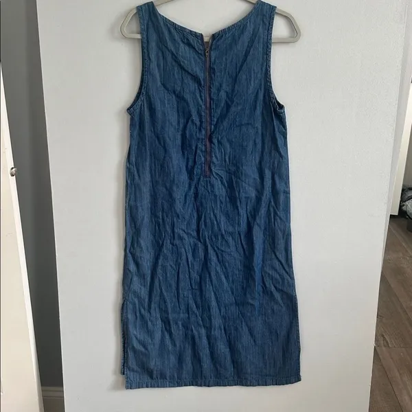 Forever 21 Womens Shift Dress Blue Chambray Denim Pocket Small - Image 4