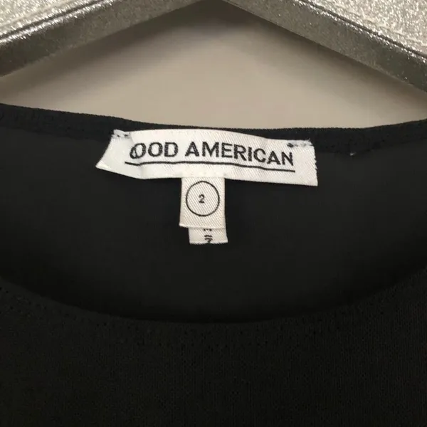 Good American The Mixed Velvet Bodysuit Navy Blue and Black NEW - Image 5