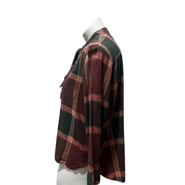 Madewell Blouse Womens Size M Multicolor Plaid Tie-Neck Button-Front - Image 5