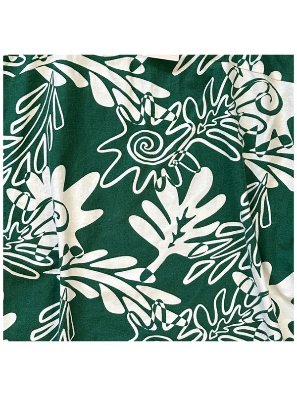 Boho Green Floral Mini Dress With Strap Tassel - Image 6