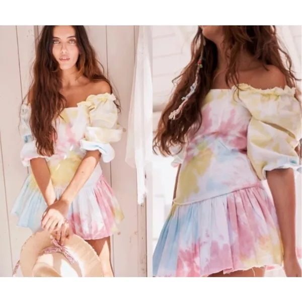 LoveShackFancy Chai Mini Dress Tie-dye boho fairy whimsy Sz 2 - Image 12