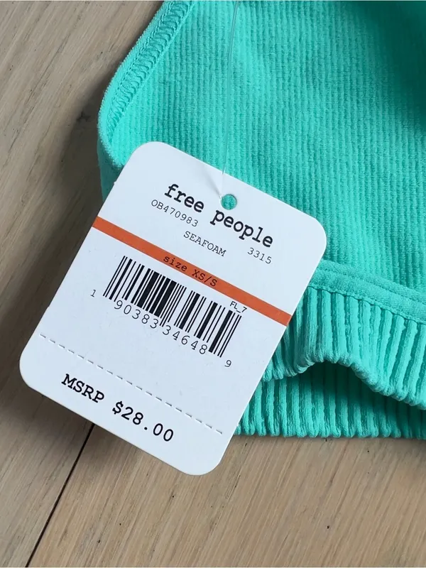 Free People Keira Seamless Bra Bralette in Seafoam Blue / Green NWT - Image 5