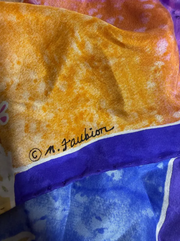 Vibrant Christian Scripture Floral Ombre Hand Rolled Silk Scarf with Fringe - Image 6