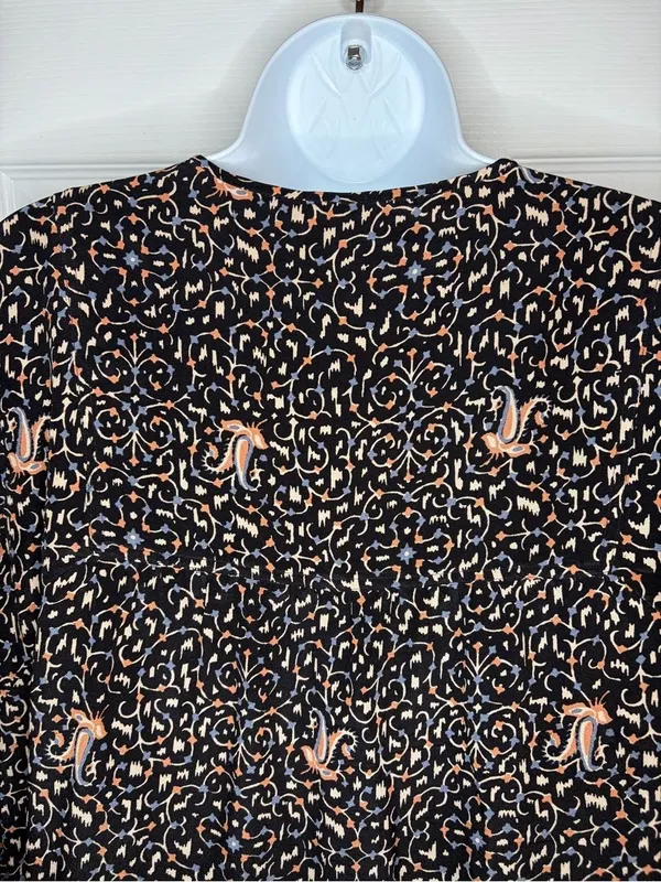 Madewell Silk Fiesta Paisley Tiered Mini Dress Black Tan 10 - Image 9