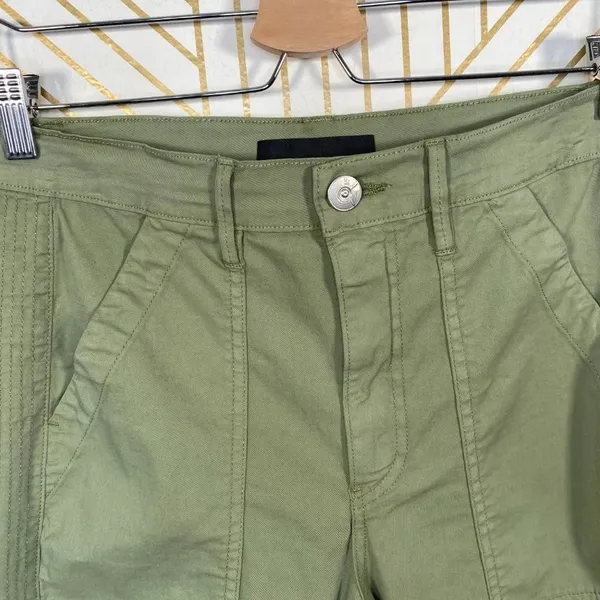 3x1 Simone Trouser Pants Cropped Side Slits Utility Chino Mid Rise Green 26‎ - Image 5