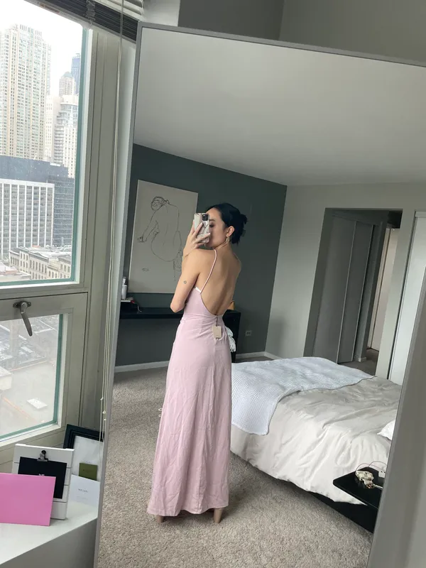 superdown Pink Crossover High Slit Backless Maxi Dress Prom Gown - Image 2