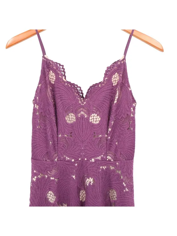 Anthropologie Moulinette Soeurs Scalloped Lace Eyelet Midi Dress Purple 0 - Image 5