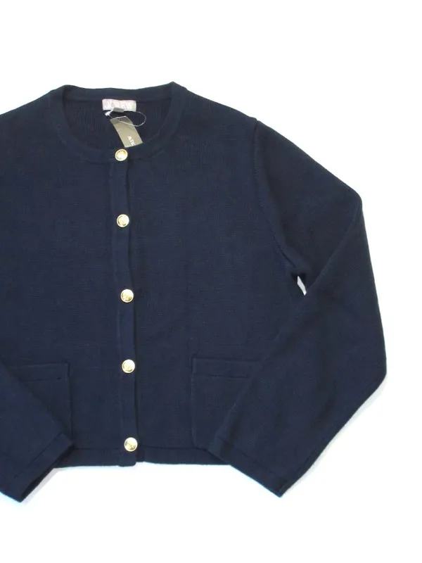 NWT J.Crew Emilie Sweater Lady Jacket in Navy Blue Cotton Knit Cardigan L - Image 7