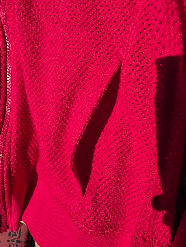 DKNY Sport Small Pink Sprint Mesh Relaxed Full-Zip Hoodie Top - Image 3