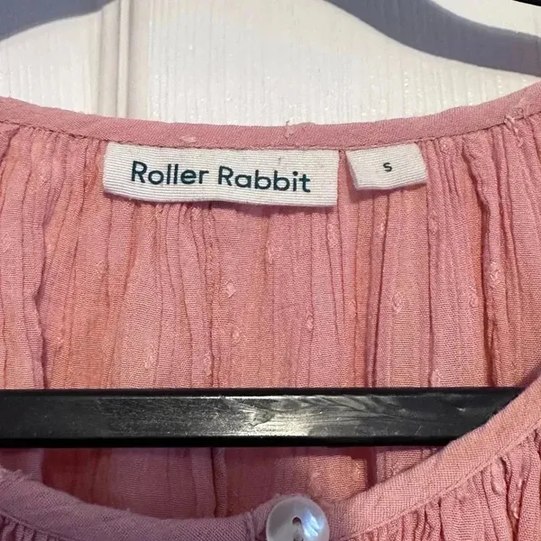 ROLLER RABBIT | Lucy Popover Top Blouse‎ Pink Long Sleeve Dots size Small​ - Image 4