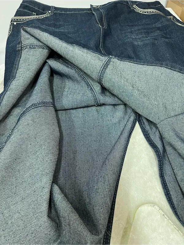 Vintage Cato Woman Blue Denim Jean western skirt studded rhinestone pockets 22w - Image 8