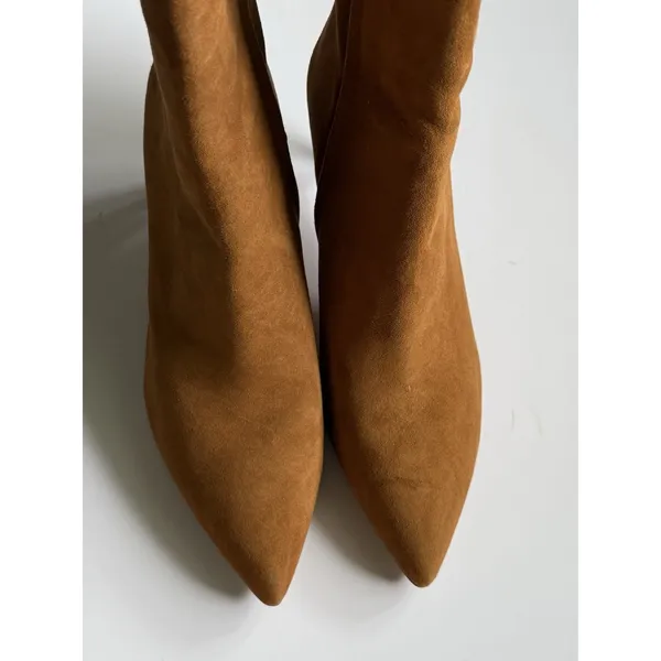 Sam Edelman Usha Suede Pointed Toe Ankle Boots Womens 10 Brown Stiletto Heel - Image 4