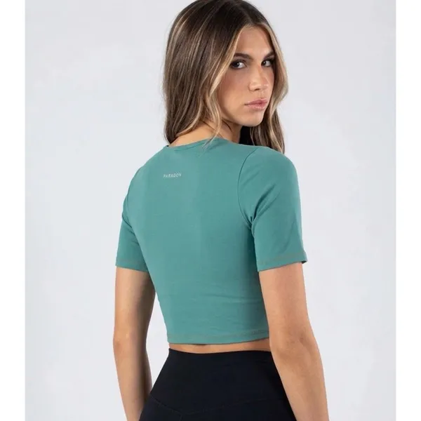Paragon Active Top Cropped Tee Nylon Spandex Short Sleeve Green Size Large - Image 7