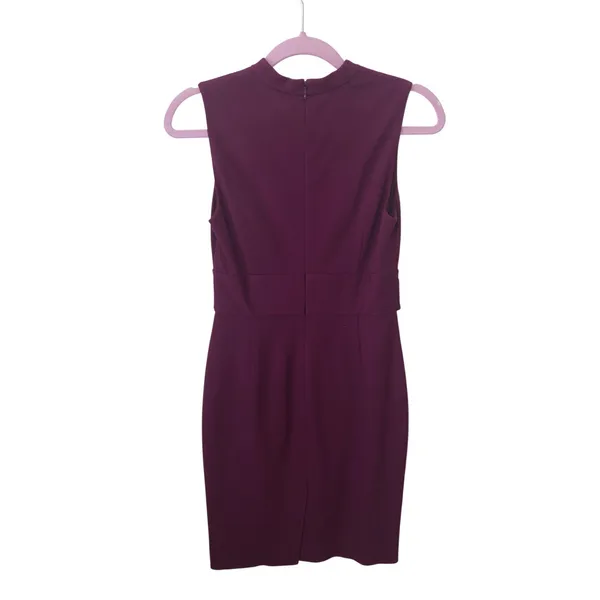 Classiques Entier Wedding Guest Dress Size 2 Purple Sleeveless Crossover Neckline Ponte Knit Midi - Image 4