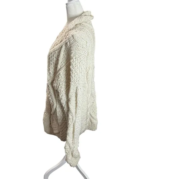 Vintage Imbacocha 100% Wool Fisherman Cable Knit Zip Cardigan L XL - Image 6