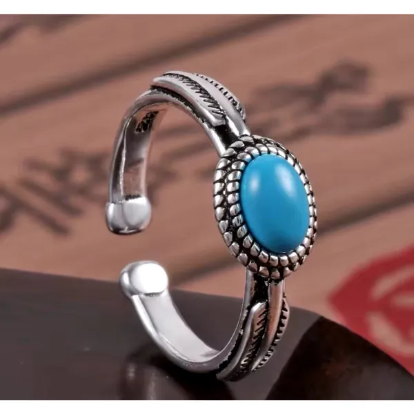 NEW Women's Boho Turquoise Ring, 925 Sterling Silver‎ Adjustable - Image 8