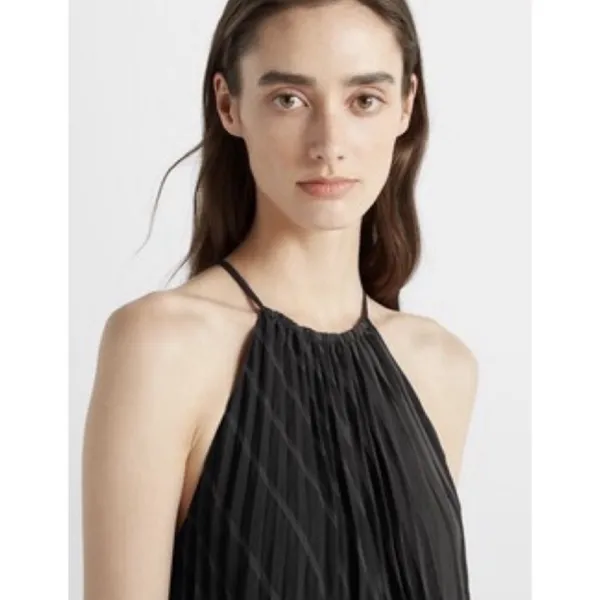 Club Monaco Black Sheer Burnout Pleated Maxi Gown Dress Size 4 - Image 2