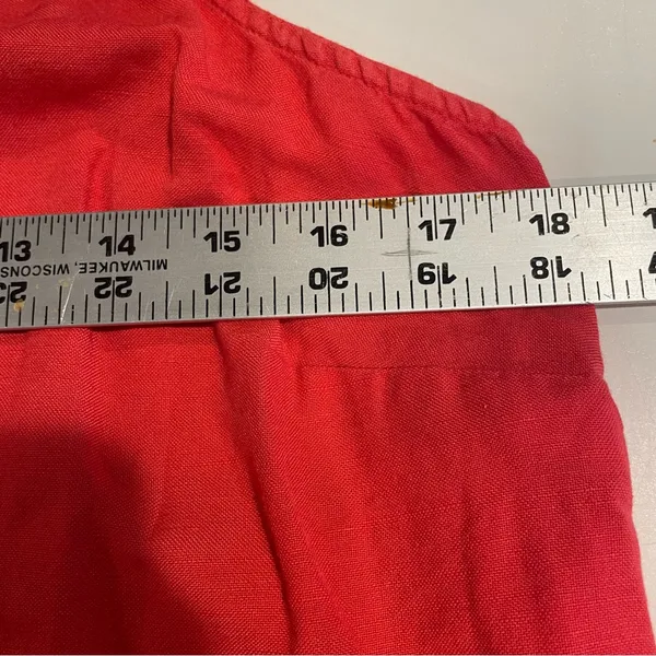 Loft Linen Blend Flounce Dress Women M Square Neck Above knee Coral Boho Fairy - Image 7
