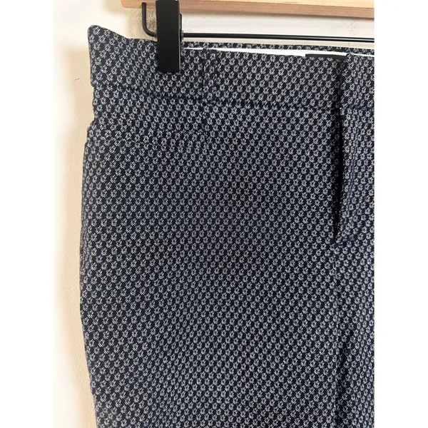 Banana Republic Sloan Slim Fit Pants Navy Blue Geometric‎ Diamond Print Womens 2 - Image 3