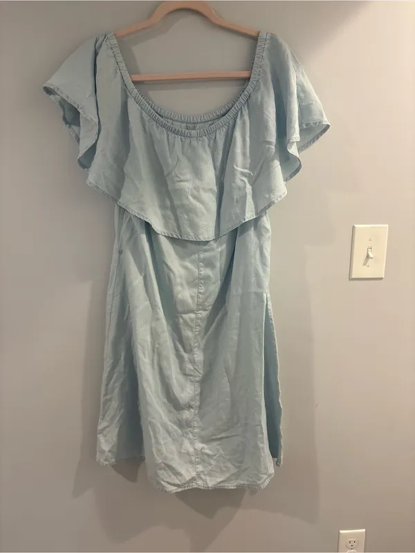 Old Navy Light Blue Off-Shoulder Ruffle Dress - Image 2