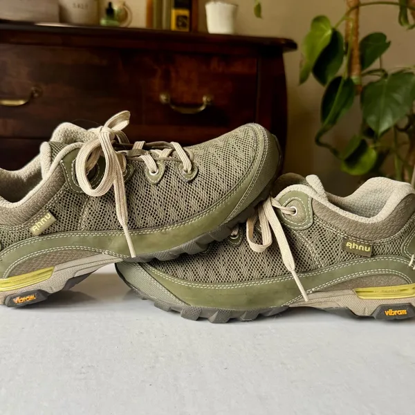 Ahnu Numentum Women Olive Green Mesh Suede Hiking Shoes Vibram Sole 1019233 Sz 8 - Image 8