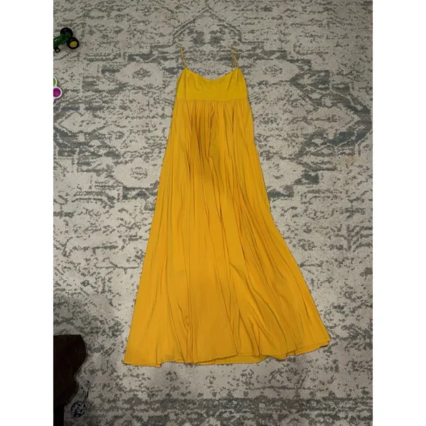 Obando x RTR Honeycomb Gown Yellow Pleated Maxi Dress Size 4 - Image 3