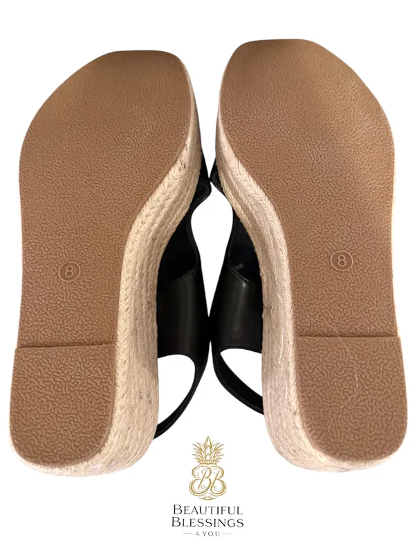 NWT Corkys “Freddie” Wedge Sandals Black Size 8 Platform Espadrille Slingback - Image 4